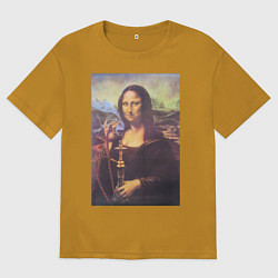 Мужская футболка оверсайз Мона Лиза с кальяном