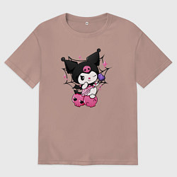 Футболка оверсайз мужская Куроми в платье, цвет: пыльно-розовый