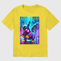 Футболка оверсайз мужская Ужасный Пикачу - ночной кошмар, цвет: желтый