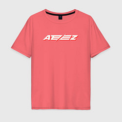 Футболка оверсайз мужская Ateez logo, цвет: коралловый