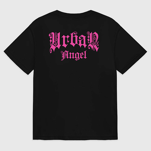 Мужская футболка оверсайз Городская девушка ангел в стиле хип-хоп / Черный – фото 2