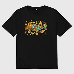 Футболка оверсайз мужская Разноцветная рыбка, цвет: черный