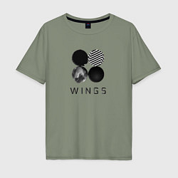 Футболка оверсайз мужская BTS Wings, цвет: авокадо