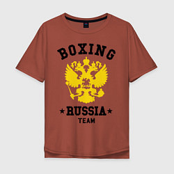 Футболка оверсайз мужская Boxing Russia Team, цвет: кирпичный