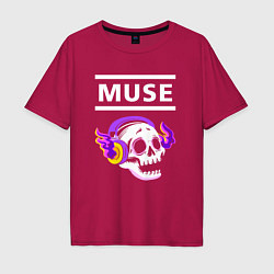 Мужская футболка оверсайз Muse - неоновый череп
