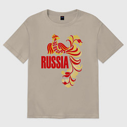 Футболка оверсайз мужская Russia, цвет: миндальный