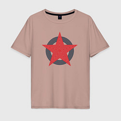 Футболка оверсайз мужская Red star symbol, цвет: пыльно-розовый