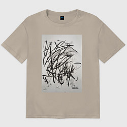 Футболка оверсайз мужская Abstract flow, цвет: миндальный