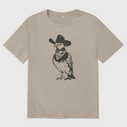 Футболка оверсайз мужская Голубь ковбой, цвет: миндальный