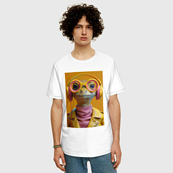 Футболка оверсайз мужская Змея-меломан, цвет: белый — фото 2