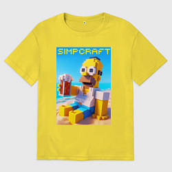 Футболка оверсайз мужская Minecraft and Simpsons collaboration - ai art, цвет: желтый