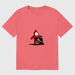 Футболка оверсайз мужская Телепузик и звонок, цвет: коралловый