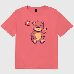 Футболка оверсайз мужская Lovely bear, цвет: коралловый