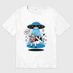 Мужская футболка оверсайз НЛО и корова