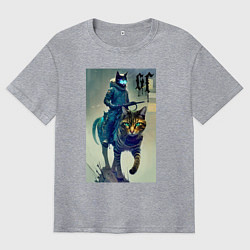 Футболка оверсайз мужская Cat forces - ai art fantasy, цвет: меланж