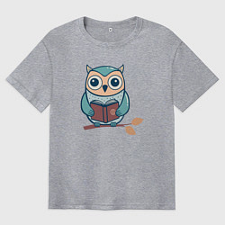 Футболка оверсайз мужская Сова с книжкой, цвет: меланж