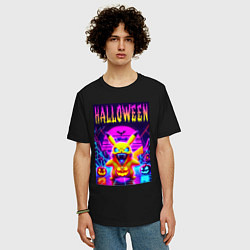 Футболка оверсайз мужская Pikachu - halloween vaporwave, цвет: черный — фото 2