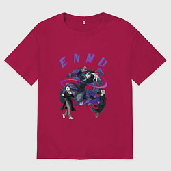 Футболка оверсайз мужская Клинок рассекающий демонов Enmu, цвет: маджента