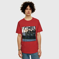 Футболка оверсайз мужская Имя Анна из капель дождя, цвет: красный — фото 2