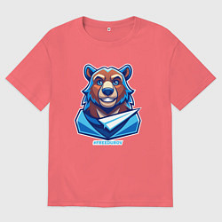 Футболка оверсайз мужская Медведь FREEDUROV, цвет: коралловый