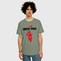 Футболка оверсайз мужская Linkin park rock, цвет: авокадо — фото 2