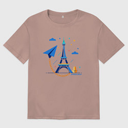 Футболка оверсайз мужская Значок telegram и цепь, цвет: пыльно-розовый