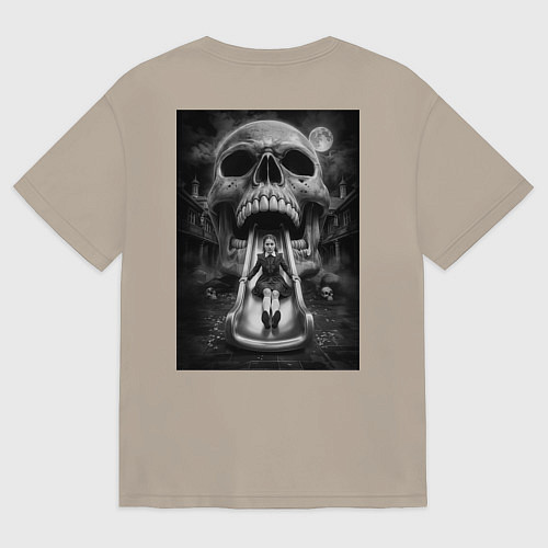 Мужская футболка оверсайз Череп-горка / Миндальный – фото 2