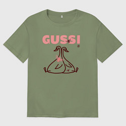 Футболка оверсайз мужская Гуси, пчелы, цвет: авокадо