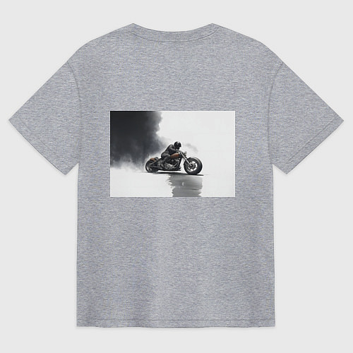 Мужская футболка оверсайз Крутой байкер скетч / Меланж – фото 2