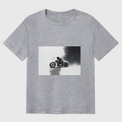 Мужская футболка оверсайз Крутой байкер скетч