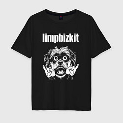 Футболка оверсайз мужская Limp Bizkit rock dog, цвет: черный