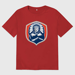 Футболка оверсайз мужская Индеец вождь, цвет: красный