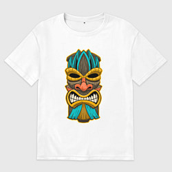Футболка оверсайз мужская Африка маска, цвет: белый