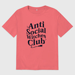 Футболка оверсайз мужская Anti social witches club, цвет: коралловый