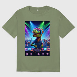 Футболка оверсайз мужская DJ Rex - neon glow fantasy, цвет: авокадо