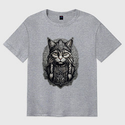 Футболка оверсайз мужская Viking cat, цвет: меланж