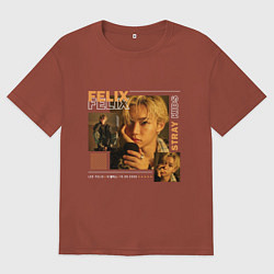 Футболка оверсайз мужская Stray kids Ли Феликс, цвет: кирпичный