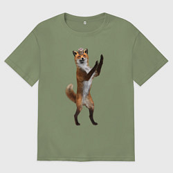 Футболка оверсайз мужская Танцующий лис, цвет: авокадо