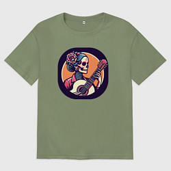 Футболка оверсайз мужская Мёртвая гитаристка, цвет: авокадо