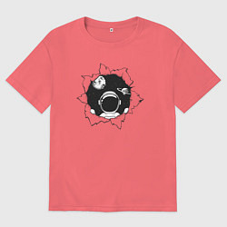 Футболка оверсайз мужская Космос внутри, цвет: коралловый