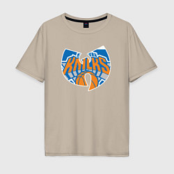 Футболка оверсайз мужская Wu-tang knicks, цвет: миндальный