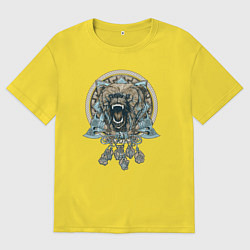 Футболка оверсайз мужская Медведь и обереги, цвет: желтый