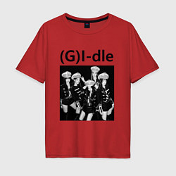 Футболка оверсайз мужская G I-dle группа в стиле империи, цвет: красный