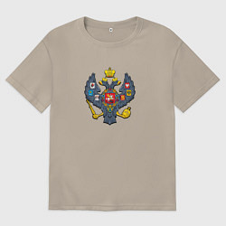 Футболка оверсайз мужская Двуглавый орёл герб, цвет: миндальный