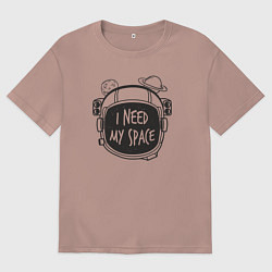 Футболка оверсайз мужская Мне нужен космос, цвет: пыльно-розовый