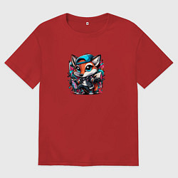 Футболка оверсайз мужская Уличная художница, цвет: красный