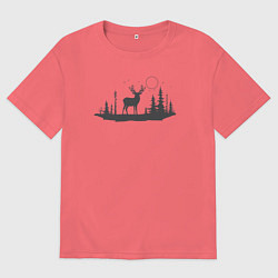 Футболка оверсайз мужская Лесной олень, цвет: коралловый