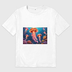 Мужская футболка оверсайз Подводный мир медузы