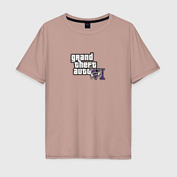 Футболка оверсайз мужская Grand Theft Auto 6 vice city logo, цвет: пыльно-розовый