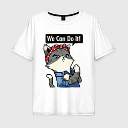 Мужская футболка оверсайз We can do it - cat